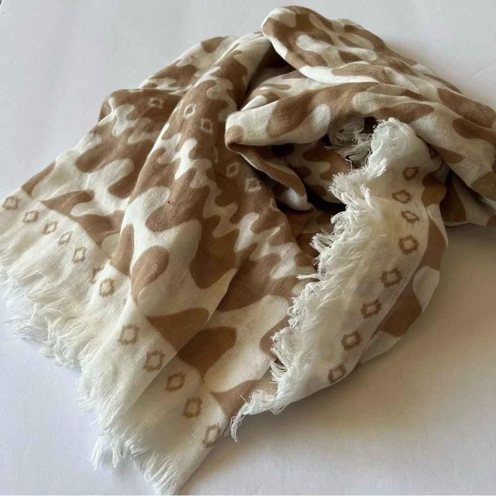 RAG AND BONE ASTRA SWIGGLY COTTON SCARF VANILLA LARGE NWOT